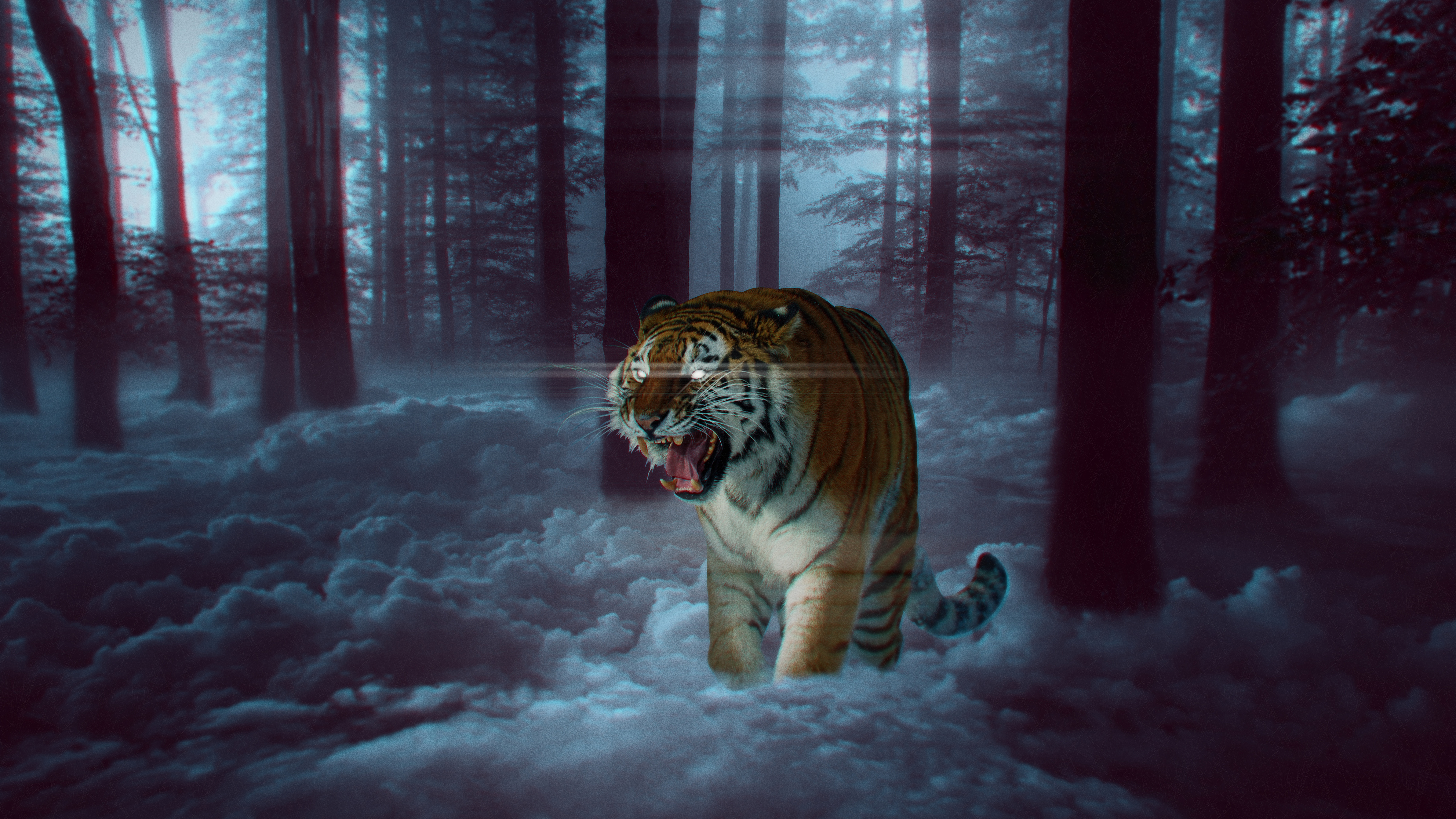Mystic Tiger In Forest 4k 8k Wallpapers - Tiger Wallpaper 4k - HD Wallpaper 