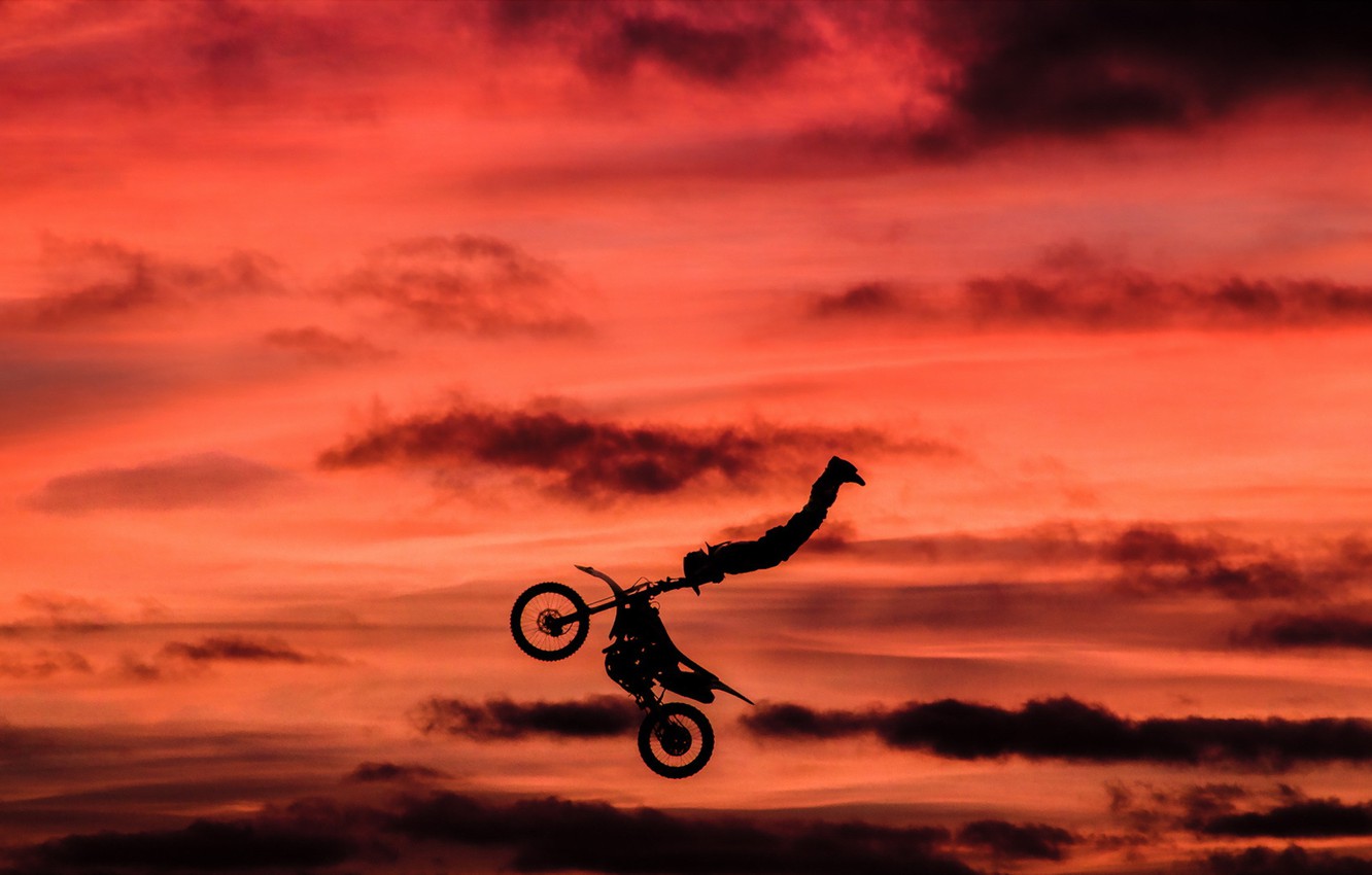 Photo Wallpaper Jump, Motorcycle, Stunt Rider - Motorcycle Stunt Riding - HD Wallpaper 