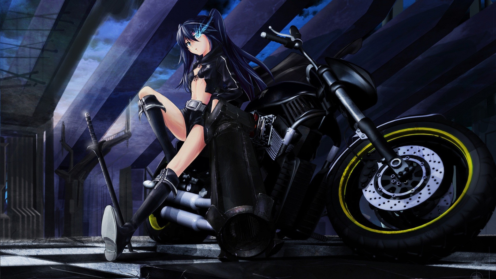 Anime Girl With Motorcycle - HD Wallpaper 