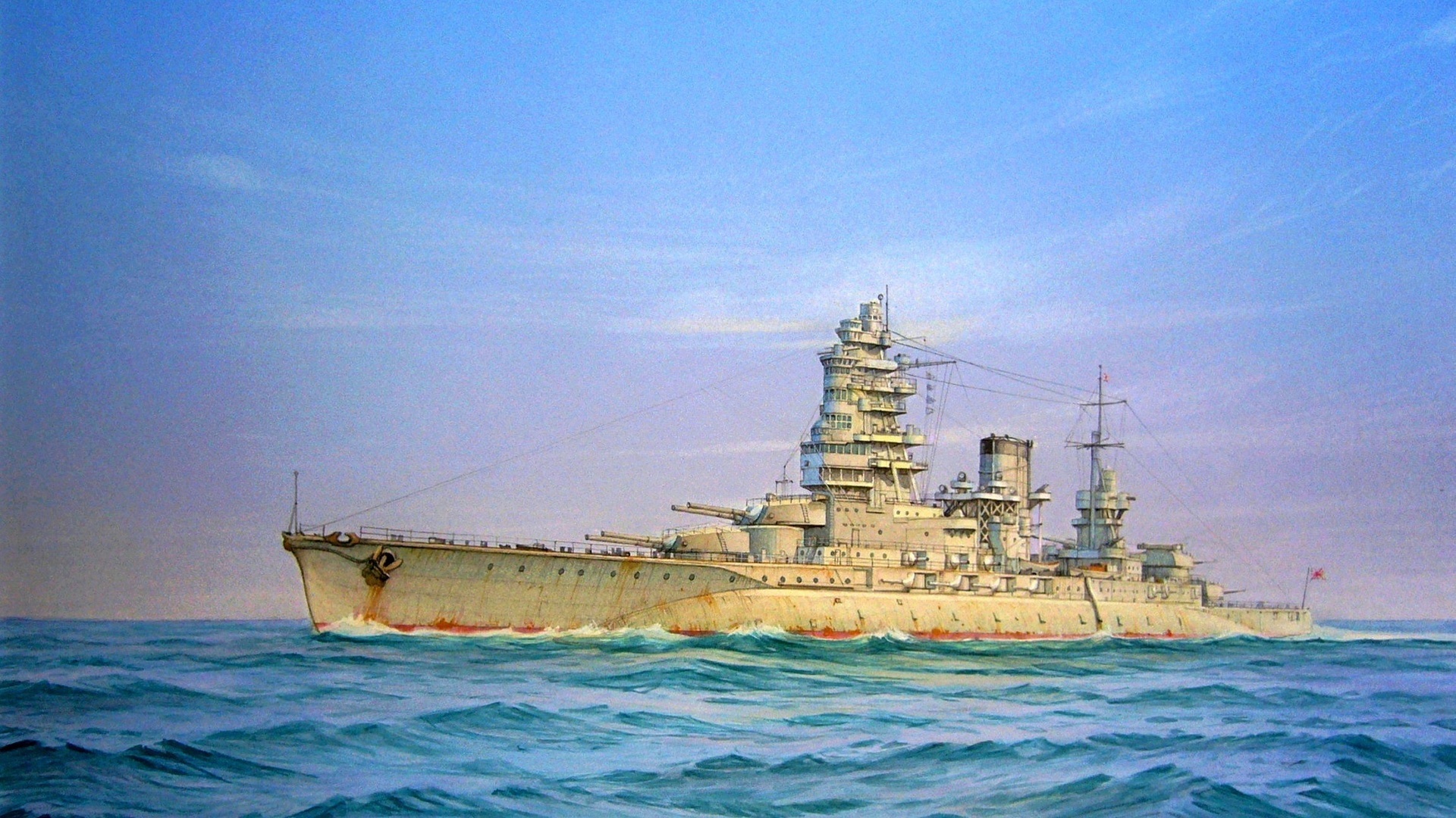 Art, The Japanese Navy, Ww2, Type I, Sea, Ship Of The - Nagato Class Battleship - HD Wallpaper 