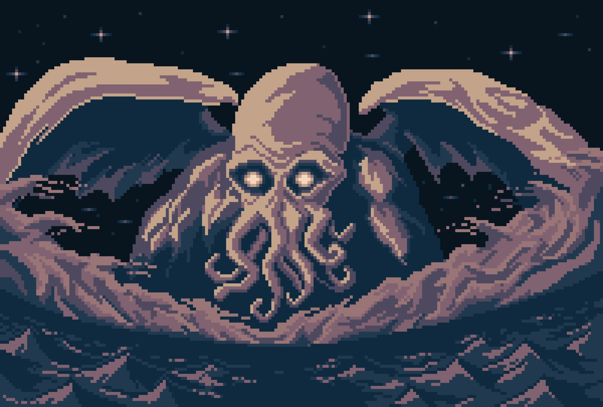 Cthulhu Pixel Art - HD Wallpaper 