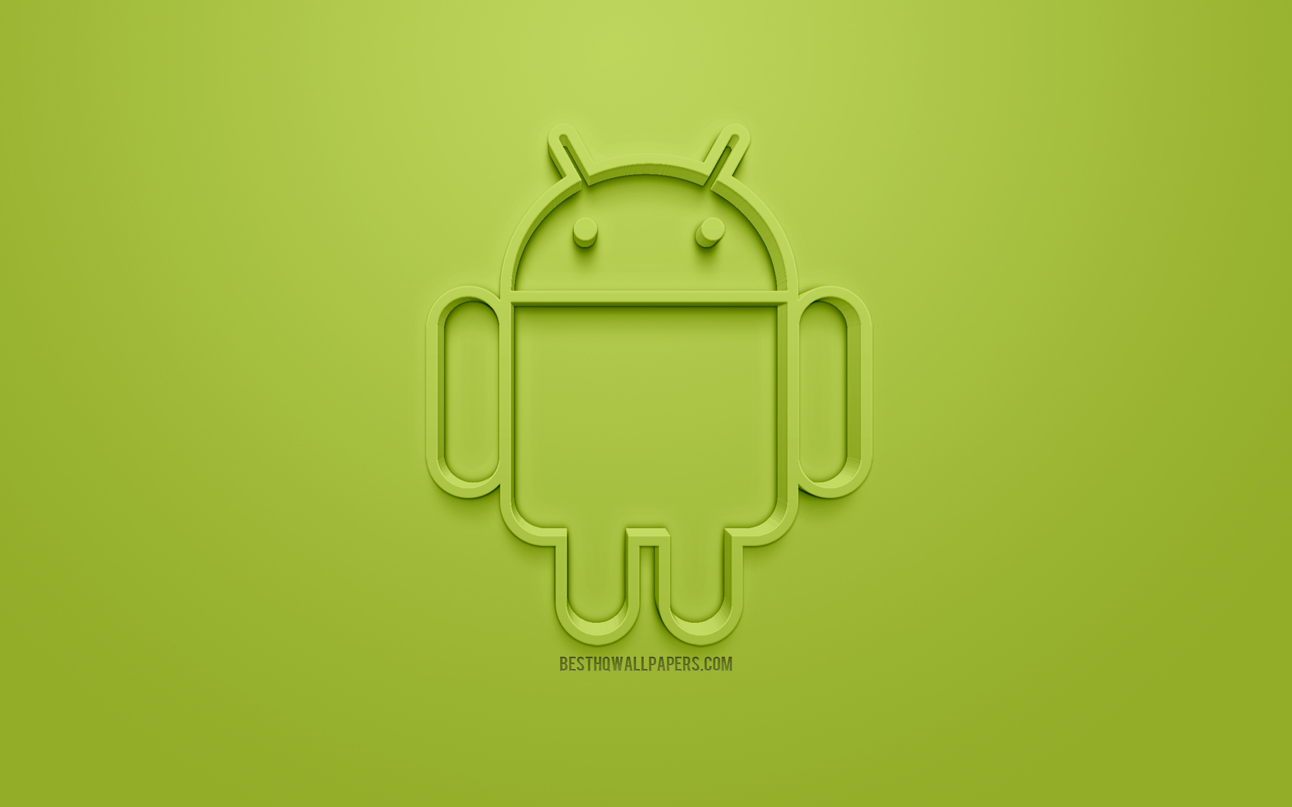 Android, Logo, Robot, Green Background, 3d Art, 3d - HD Wallpaper 