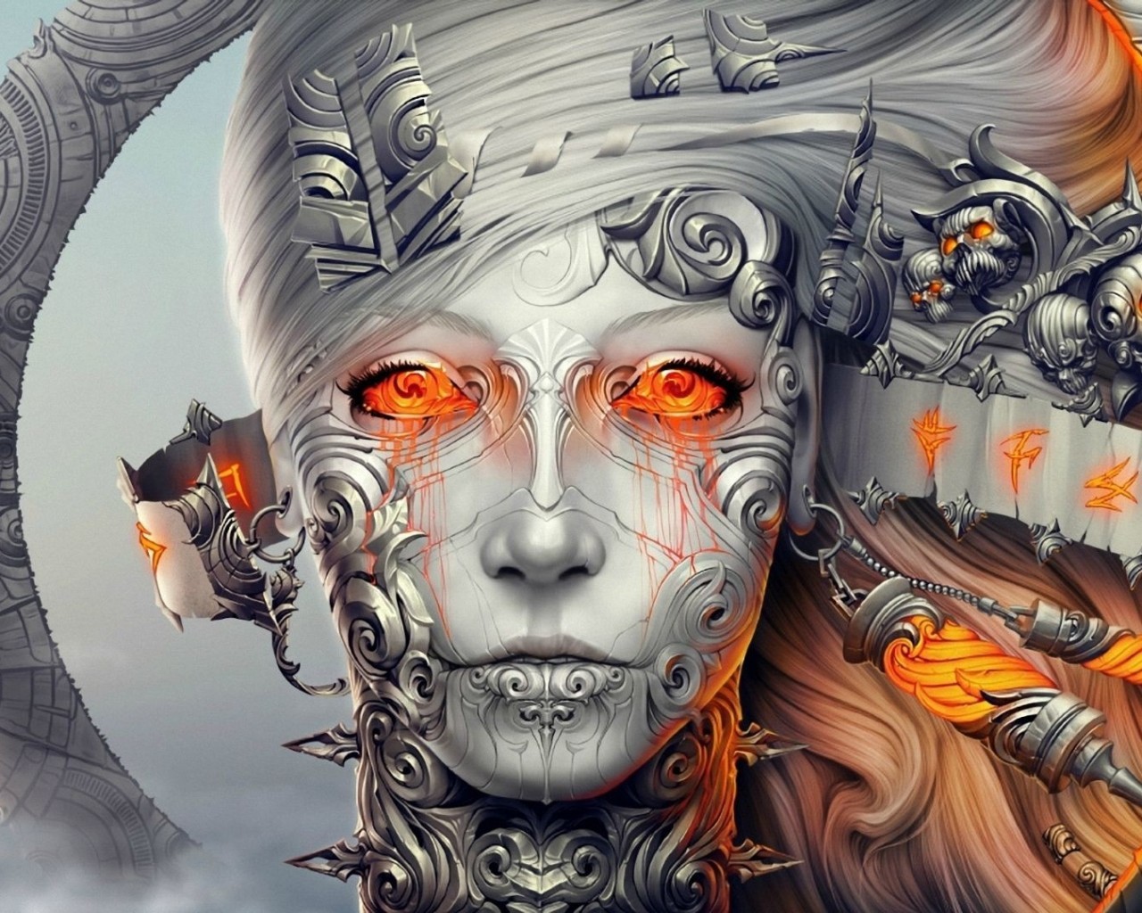 Robot, Android Girl, Sci-fi, Shiny Eyes, White Hair - Wizard Tower Osu - HD Wallpaper 