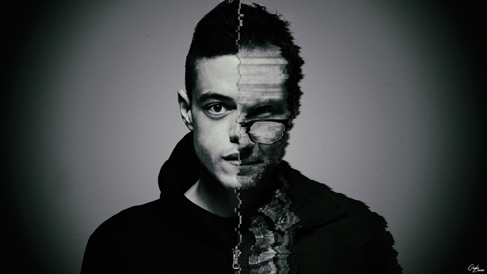 Robot, Face-off, Monochrome, Glitch, Tv Show, Wallpaper - Mr Robot Wallpaper 4k - HD Wallpaper 