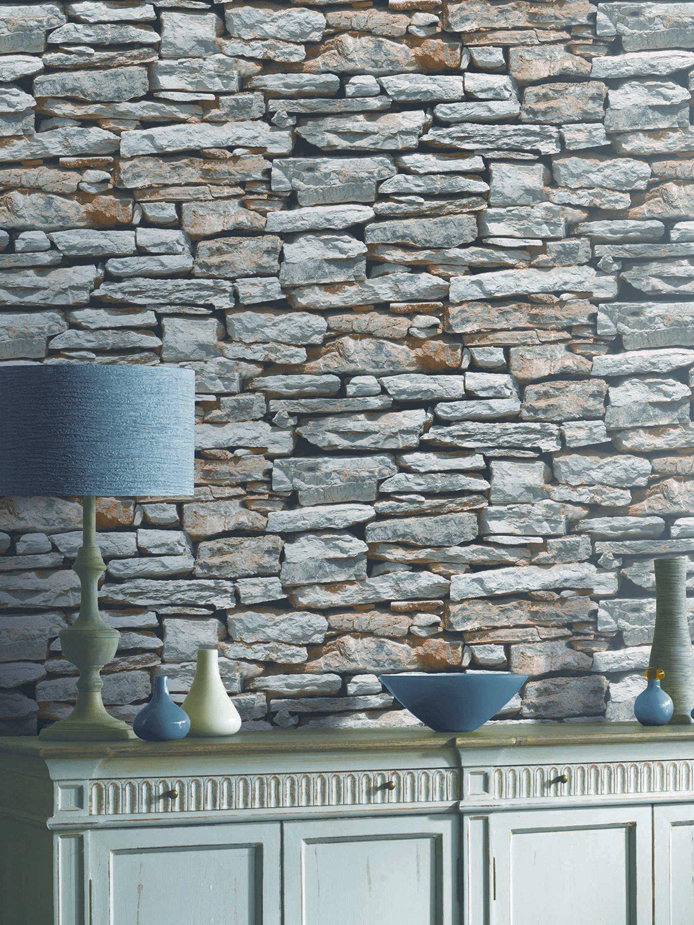 Grey Brick Feature Wall - HD Wallpaper 