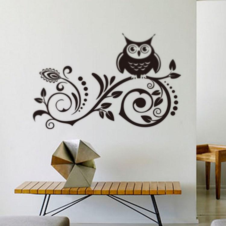 Larger Art Vinyl Wall Stickers Decal Large Black Owl - Vinyl Stickers On Wall - HD Wallpaper 