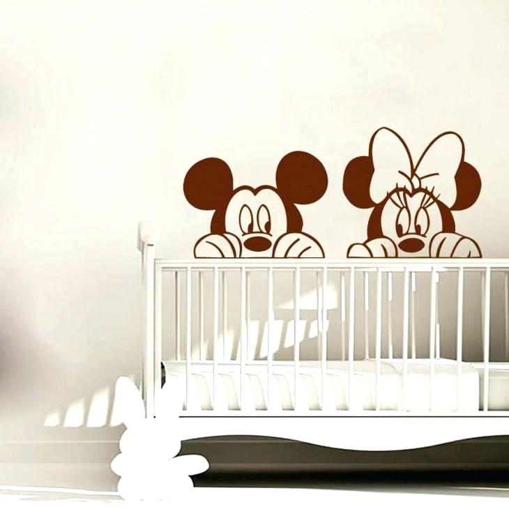 Nursery Wall Decor Stickers Baby Room Wall Stickers - Mickey And Minnie Peeking - HD Wallpaper 