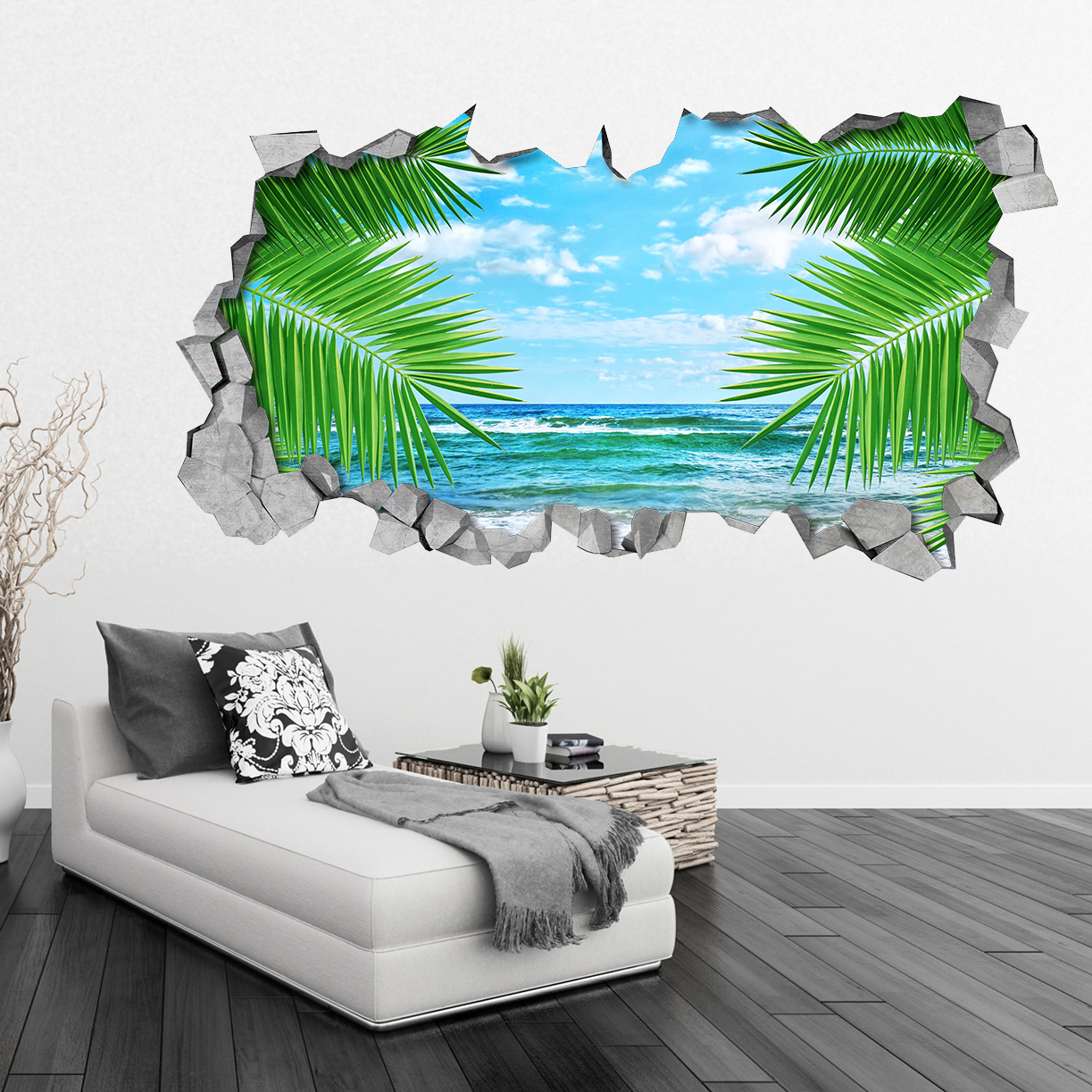 Leaf Sea 3d Wall Wall Decor - 3d Travel Stickers For Wall - HD Wallpaper 