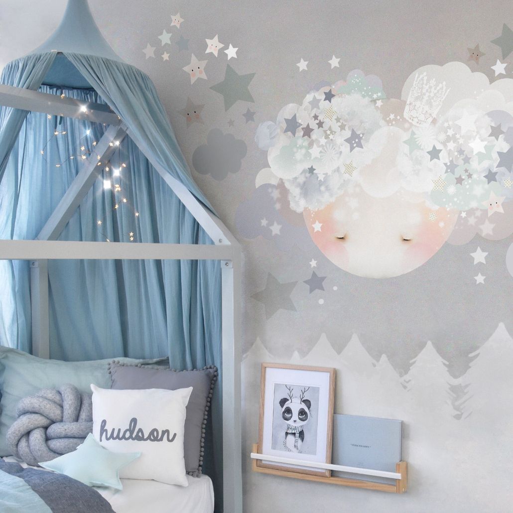 Sleepy Moon Wall Sticker - HD Wallpaper 