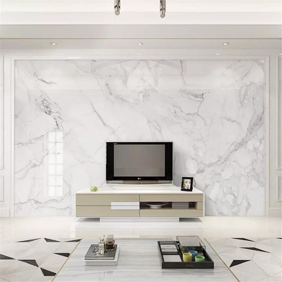 White Marble Living Room - HD Wallpaper 