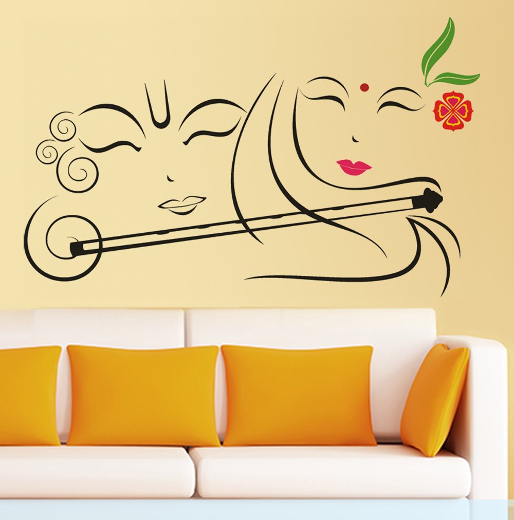 Radha Krishna Wall Design - HD Wallpaper 