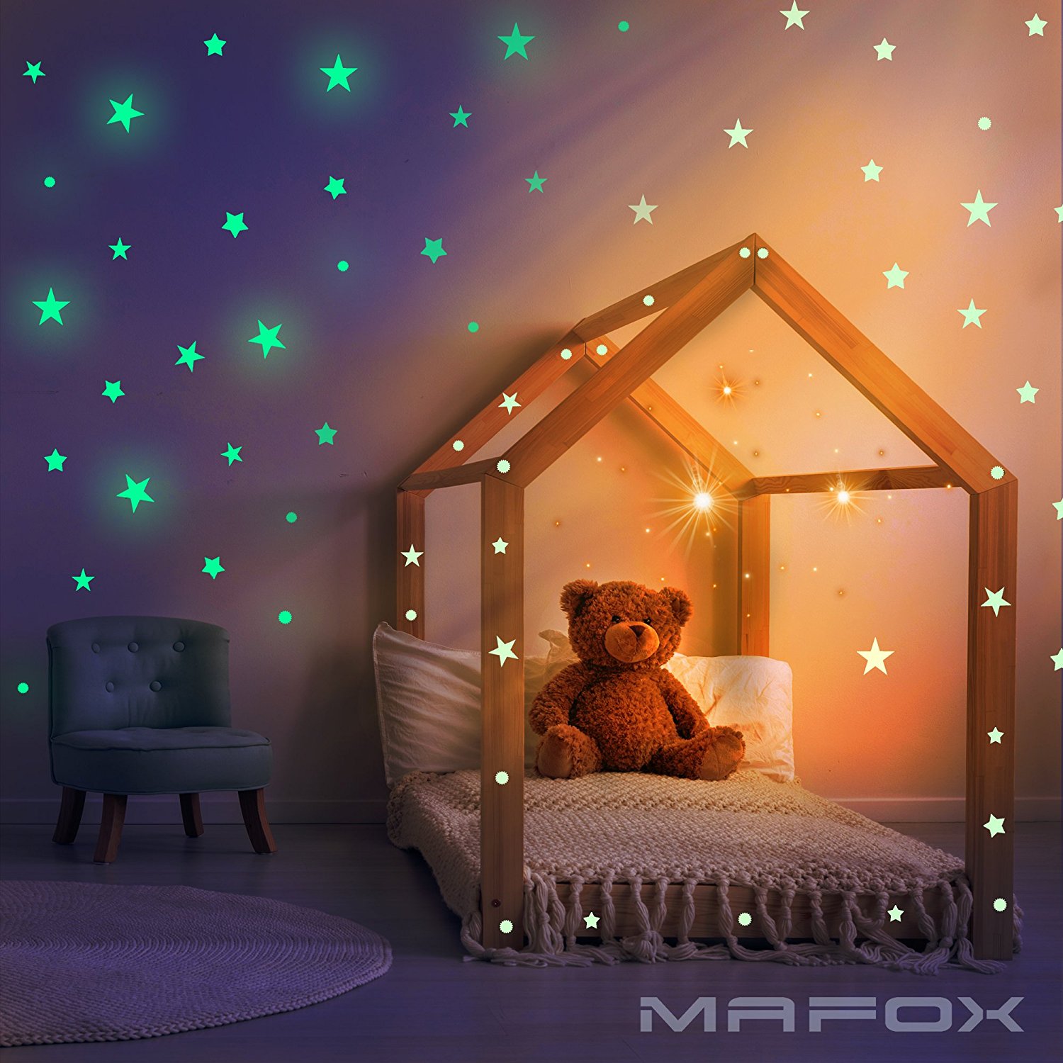 Glowing Stars Wall Stickers - HD Wallpaper 