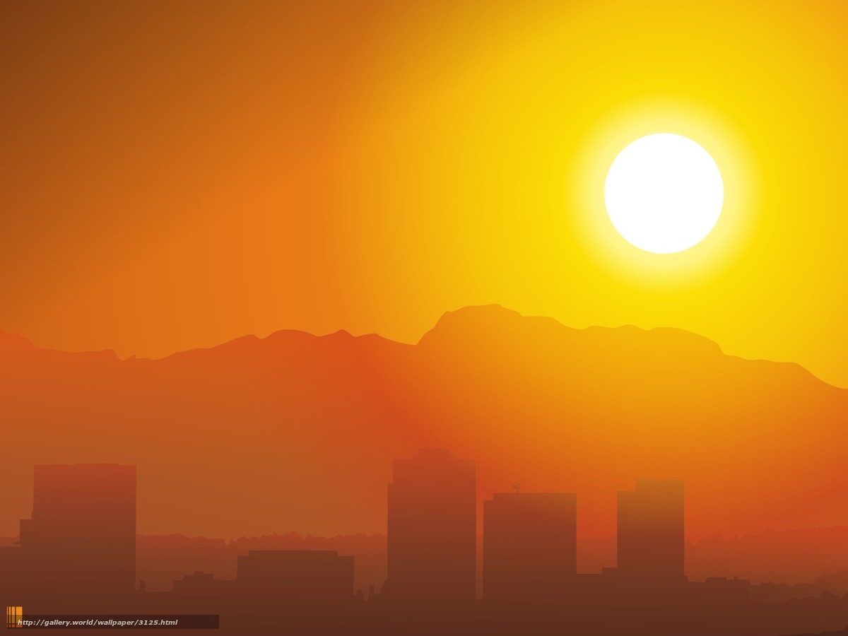 Download Wallpaper Sun, Vector, Building Free Desktop - Por Do Sol Vetor - HD Wallpaper 