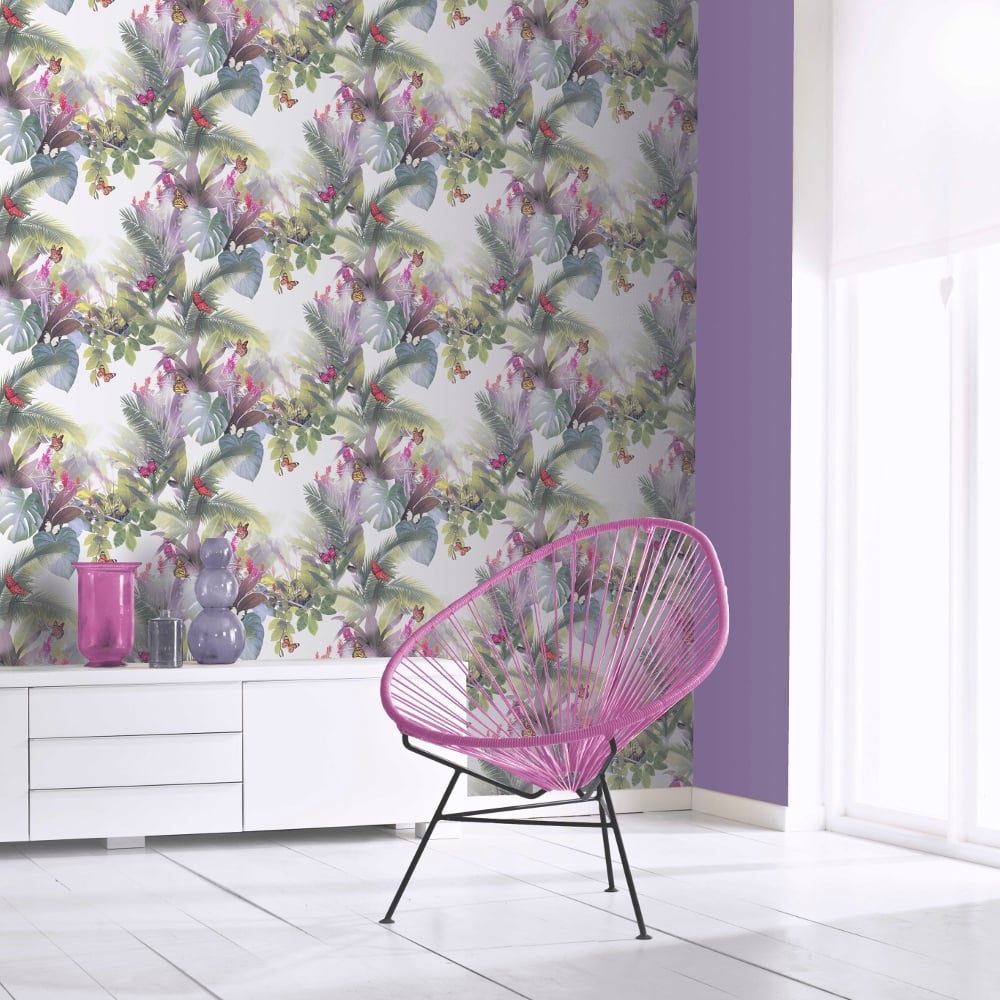 Home, Furniture & Diy Arthouse Amazonia Butterfly Wallpaper - Arthouse Amazonia Lavender - HD Wallpaper 