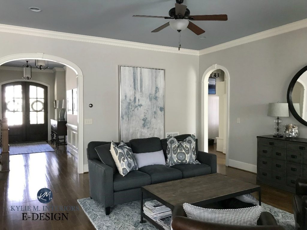 Grey Ceiling Living Room - HD Wallpaper 