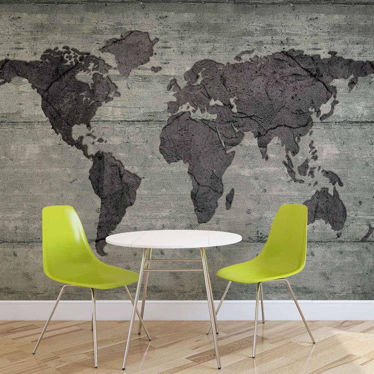 World Map Concrete Texture Wallpaper Mural - Map Rural Population World - HD Wallpaper 