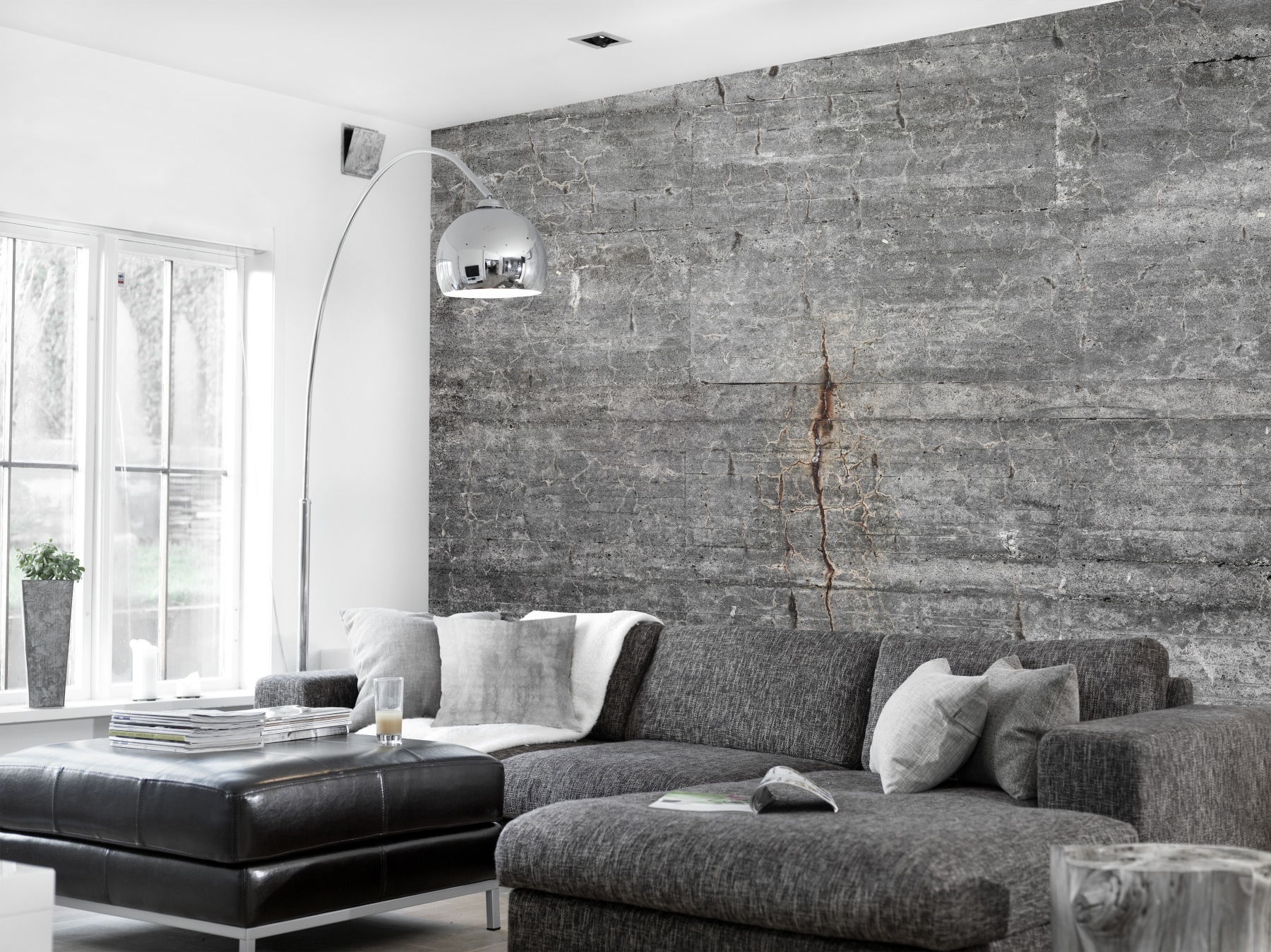 Concrete Wallpaper Living Room - HD Wallpaper 