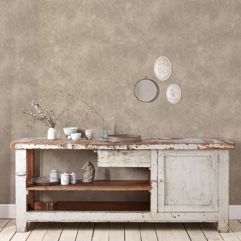 Brown Waxed Concrete Wallpaper - Papier Peint Effet Beton - HD Wallpaper 