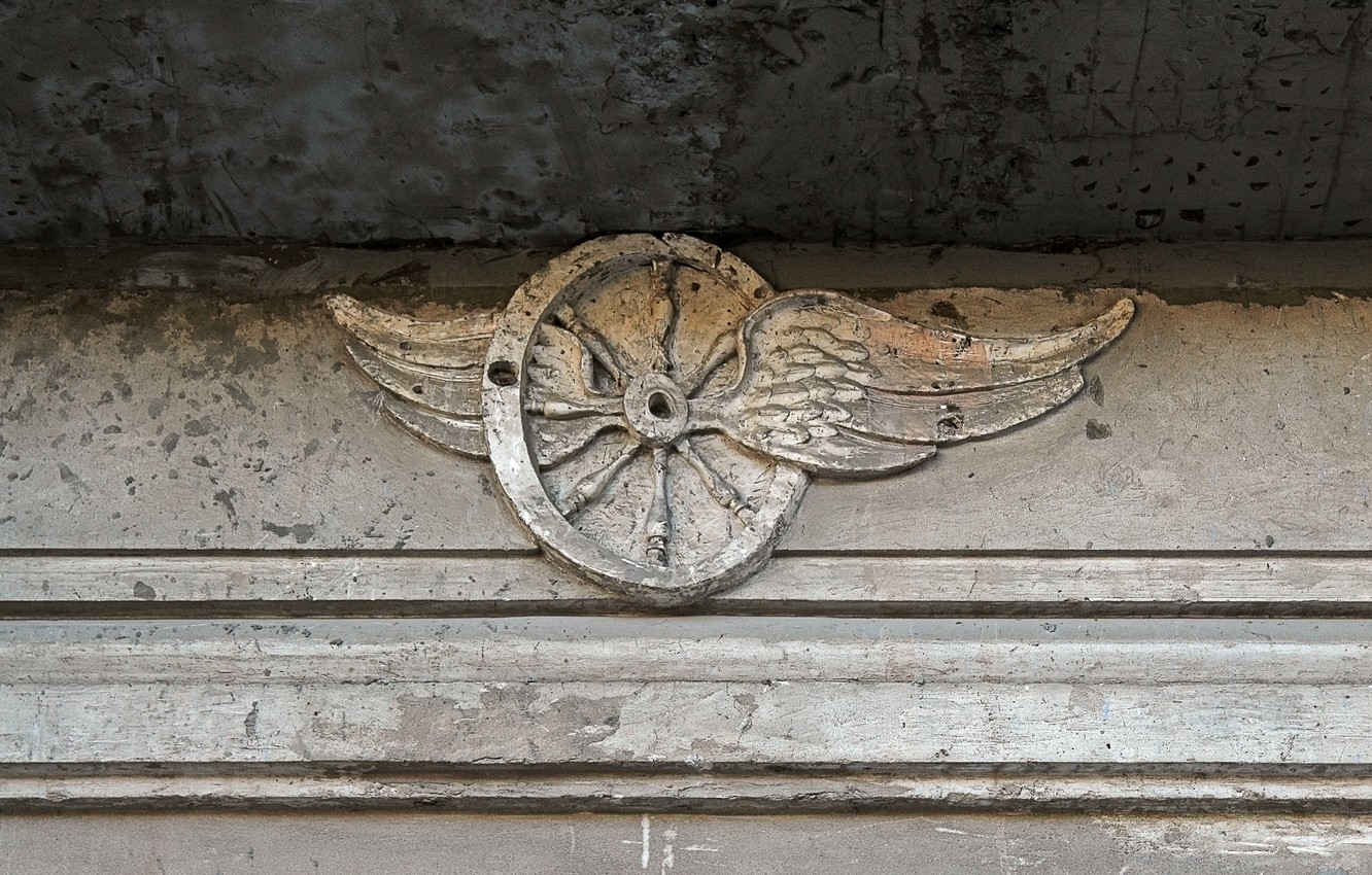 Photo Wallpaper Line, Old, Sign, The Building, Wings, - Wood - HD Wallpaper 
