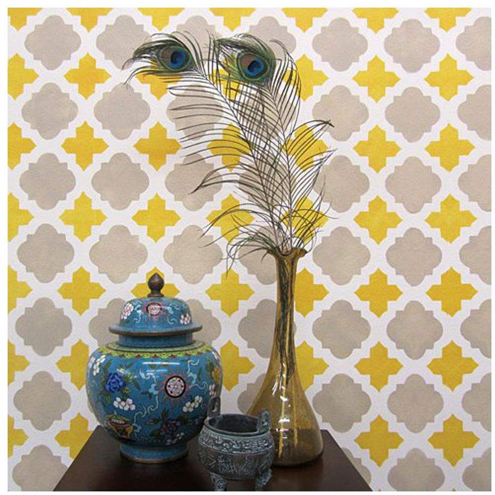 Moroccan Wallpaper Yellow And Grey - HD Wallpaper 