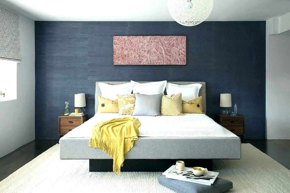 Bedroom Accent Wall Dark Grey Accent Wall In Bedroom - Navy Blue Wallpaper Bedroom - HD Wallpaper 