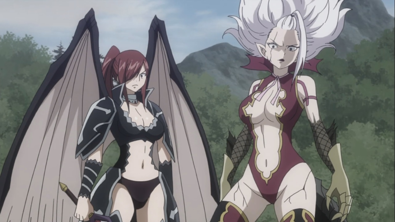 Erza And Mirajane Power Up - Fairy Tail Mirajane And Erza - HD Wallpaper 