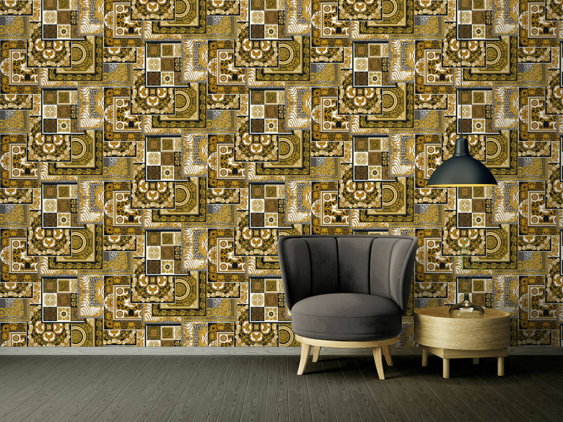 Versace Home Wallpaper Baroque, Black, Brown, Copper, - Versace Home - HD Wallpaper 