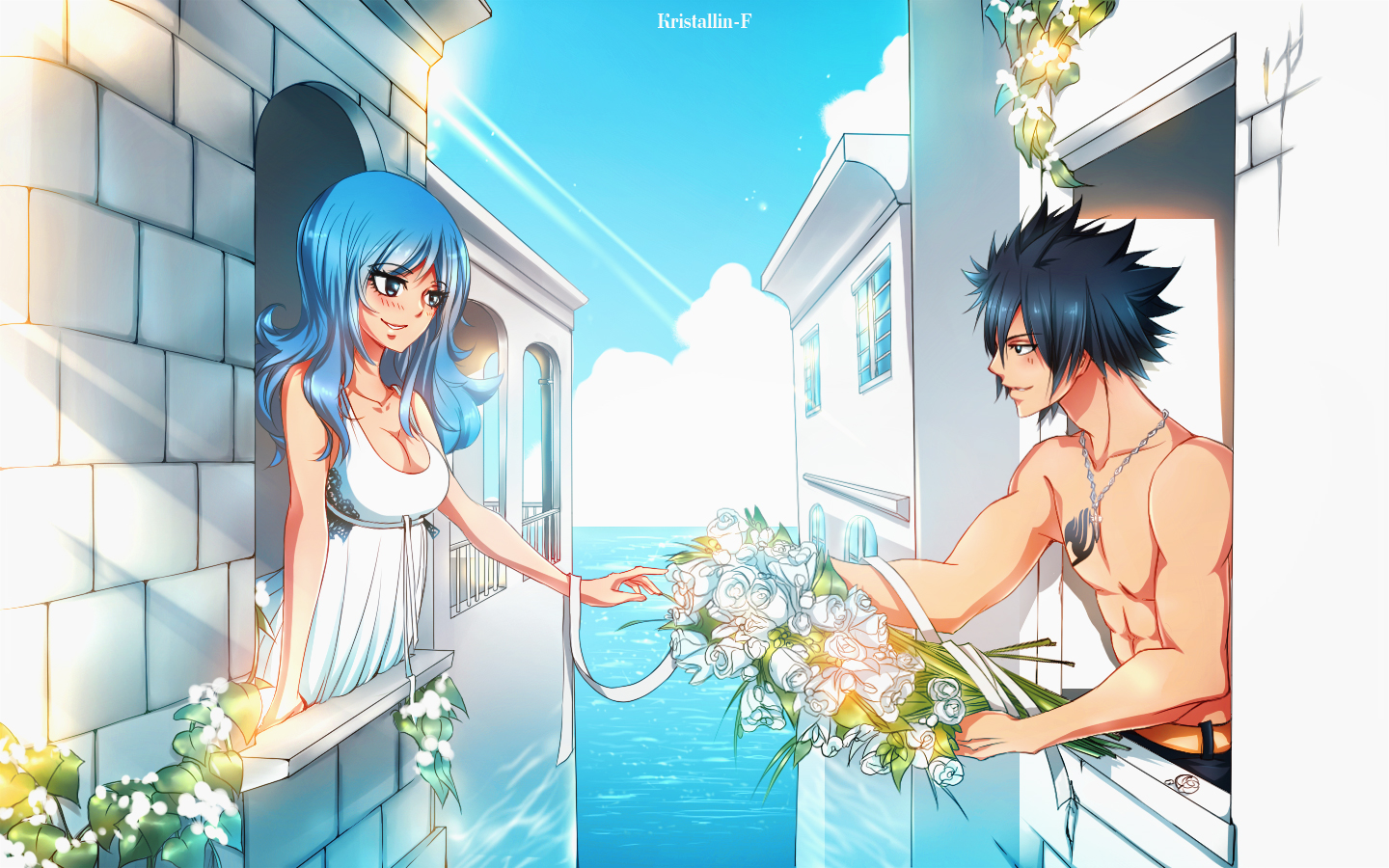 Ft Flowers In The Window By Kristallin F-d5znh4v - Gray And Juvia Fan Art - HD Wallpaper 