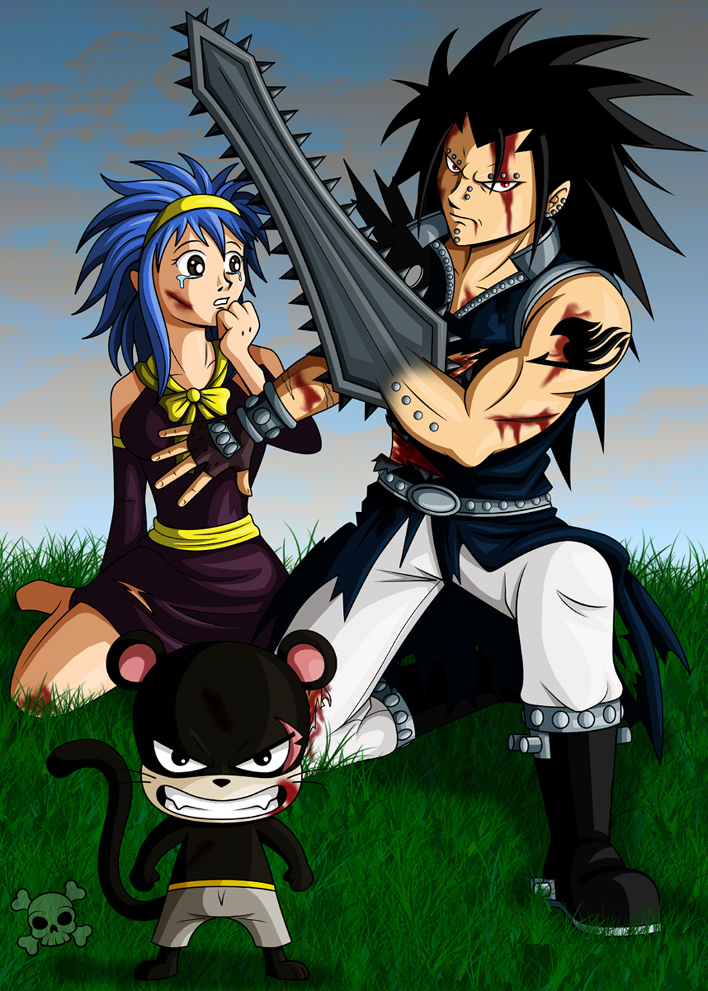 Fairy Tail, Gajeel Redfox, Levy Mcgarden, Pantherlily - Gajeel Fairy Tail Lily - HD Wallpaper 