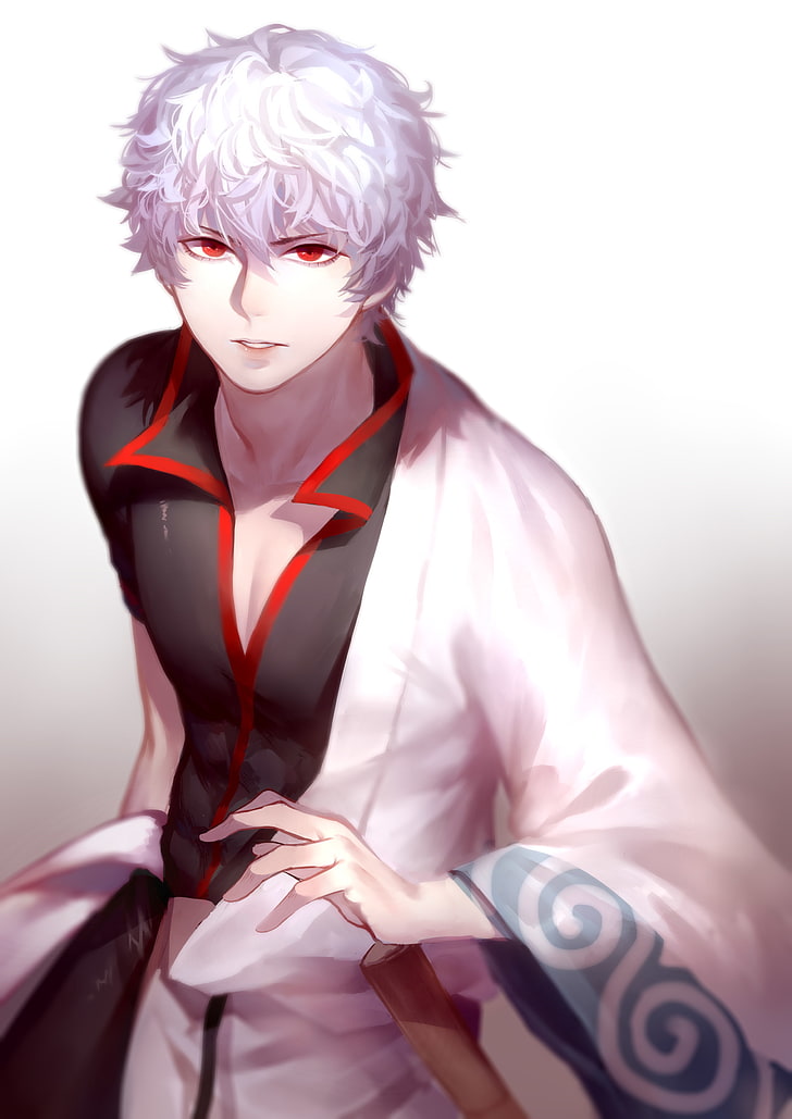 Sakata Gintoki, Gintama, Perma, Red Eyes, Anime, Adult, - Anime - HD Wallpaper 