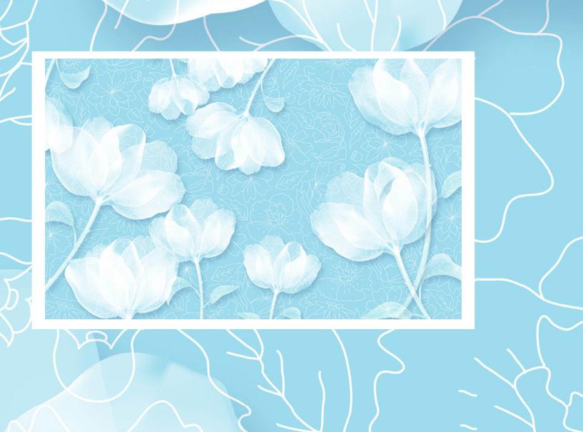 Custom 3 D Modern Wallpaper Hand Drown Simple Flower - Floral Background Biru Muda - HD Wallpaper 