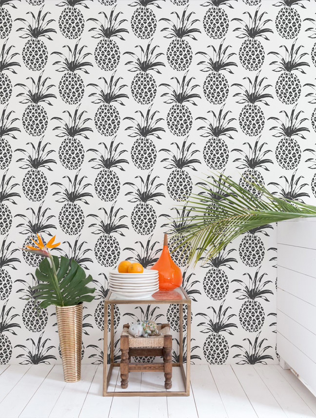 Piña Sola In Charcoal By Aimee Wilder - Wallpaper - HD Wallpaper 