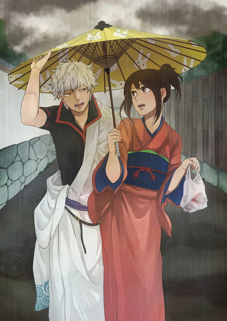 Gintama, Sakata Gintoki, Shimura Tae, Umbrella, Women, - Gintama Gintoki X Tae - HD Wallpaper 