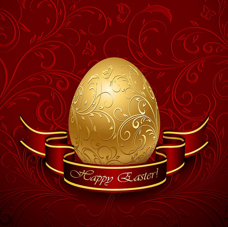 Holiday, Egg, Easter - Happy Easter Gold Eggs - HD Wallpaper 