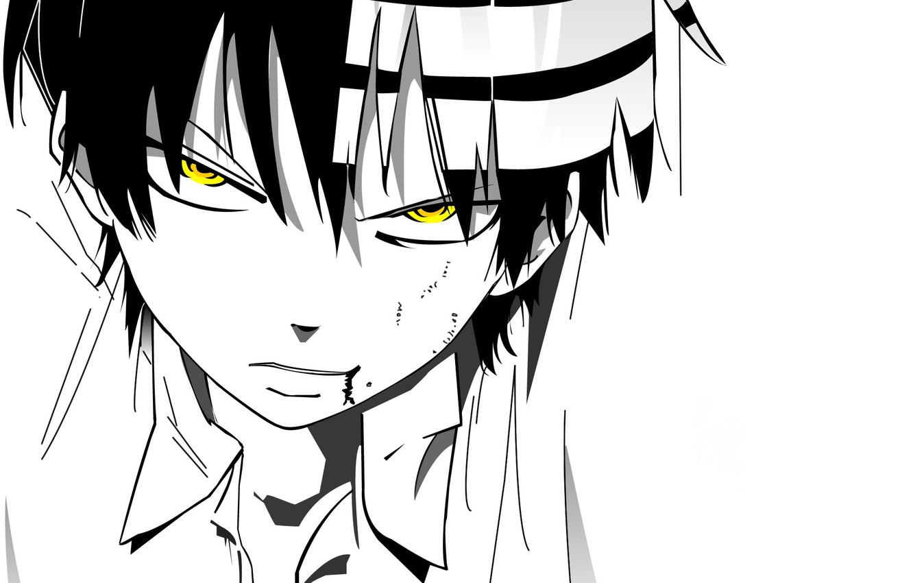 Photo Wallpaper Look, Anime, White Background, Guy, - Soul Eater Death The Kid - HD Wallpaper 