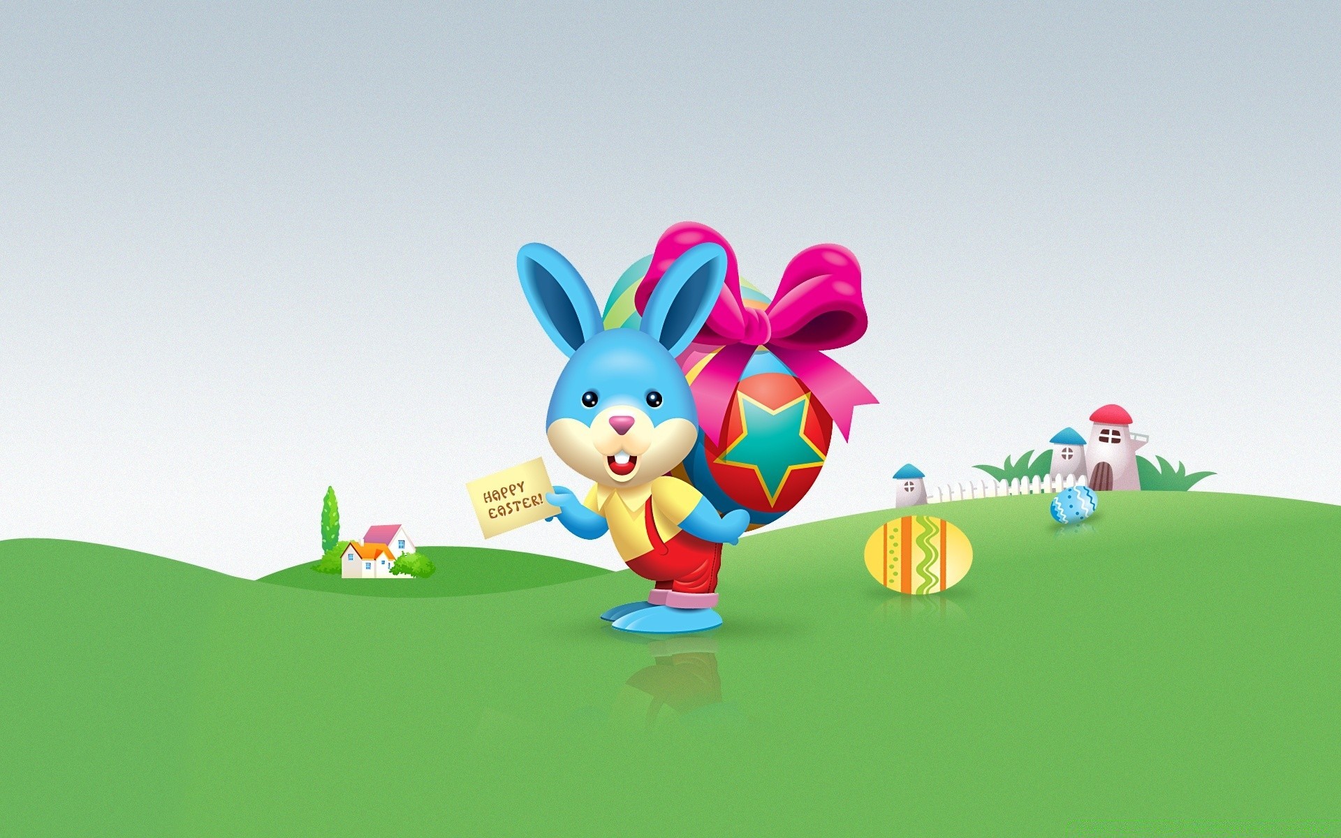 Easter Illustration Fun Child Sky Nature Grass Vector - Hd Image Of Cartoon Hd - HD Wallpaper 