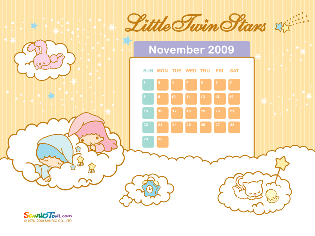 Little Twin Stars November Wallpaper - Little Twin Stars - HD Wallpaper 