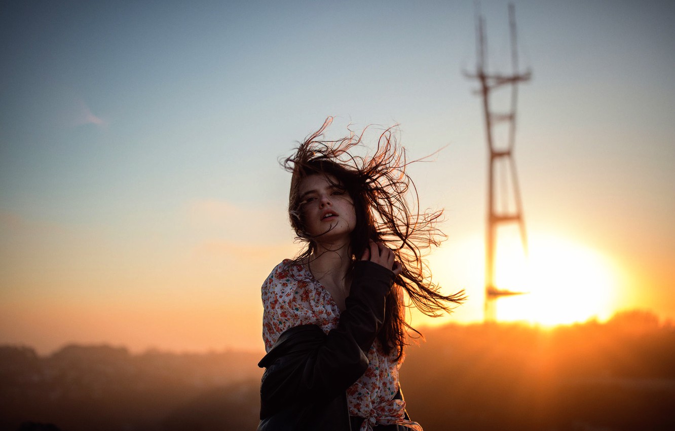 Photo Wallpaper Girl, The Sun, Hair, Based On The Movie, - Sunset - HD Wallpaper 