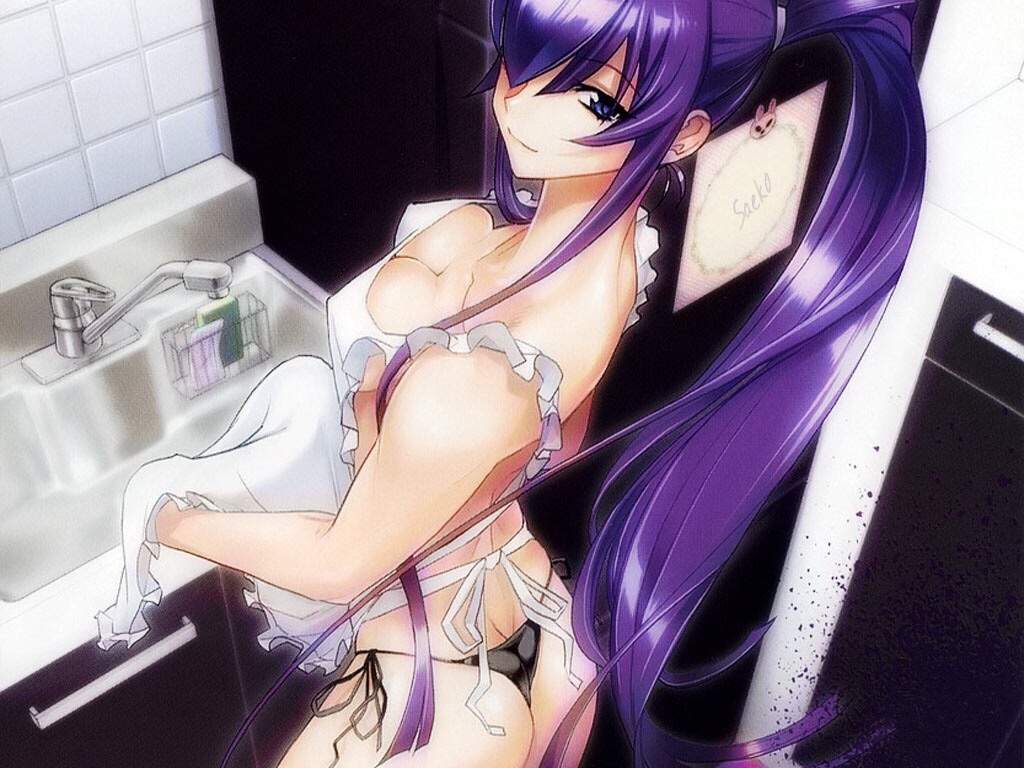 Sexy Purple Haired Anime Girl - HD Wallpaper 