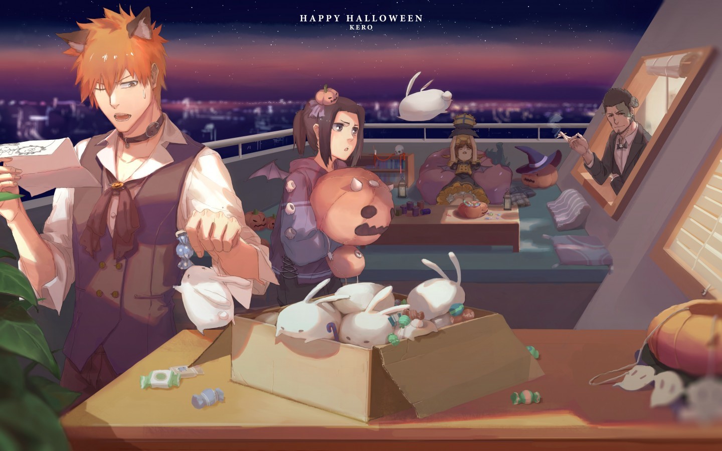 Kurosaki Ichigo, Kurosaki Yuzu, Kurosaki Isshin, Bleach, - Ichigo Halloween - HD Wallpaper 