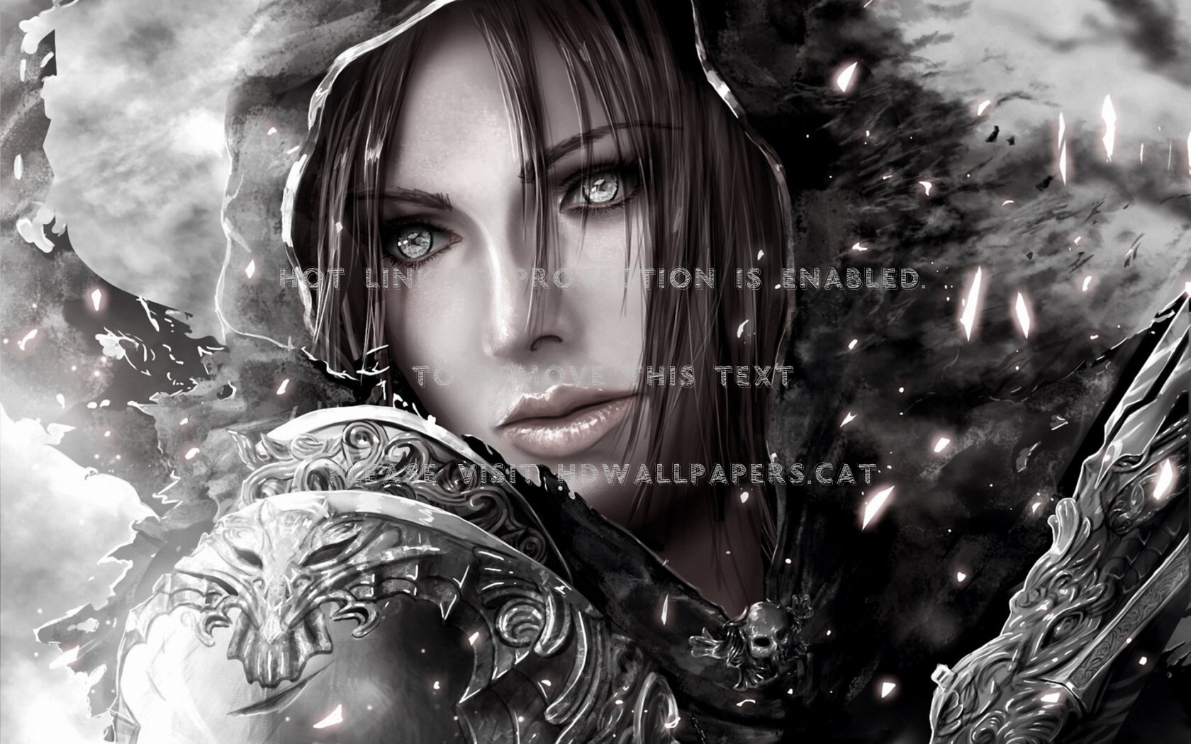 Demon Hunter Art White Woman Black Girl - Diablo 3 Black And White - HD Wallpaper 