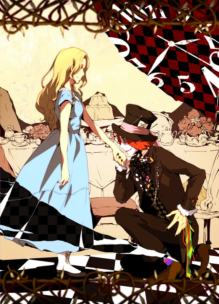Alice In Wonderland, Anime, White Rabbit, Hd Wallpaper - Alice In Wonderland Mad Hatter Anime - HD Wallpaper 