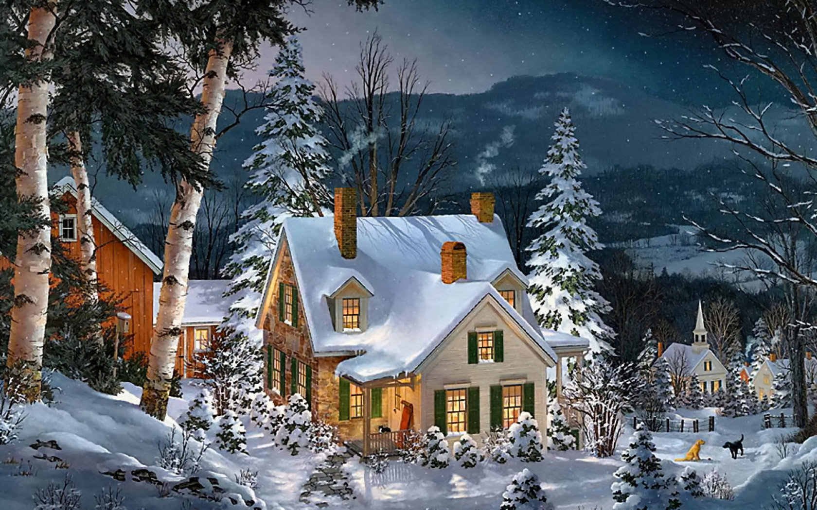 Awesome Cool Winter Art Free Wallpaper Id - Peaceful Winter - HD Wallpaper 
