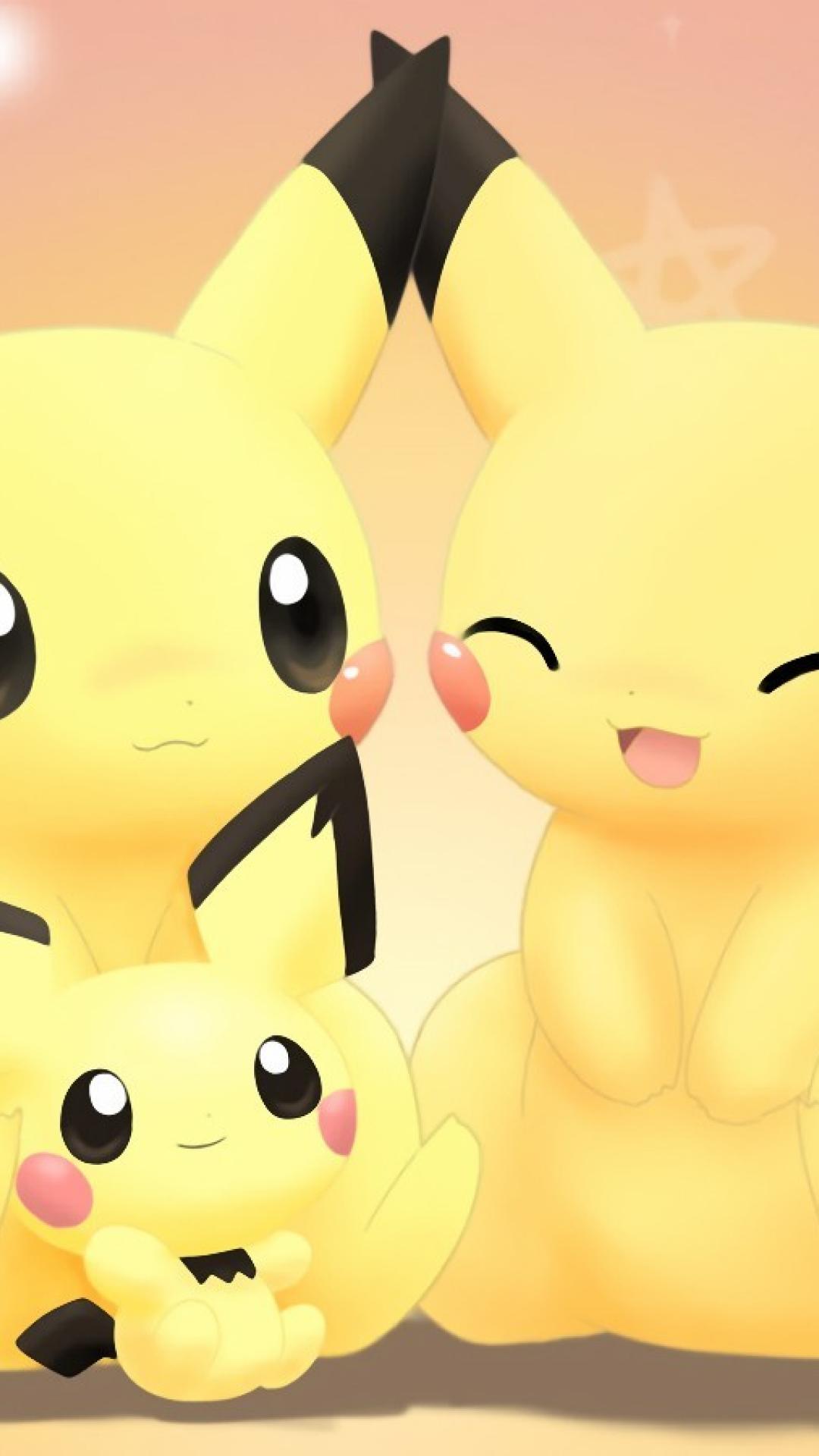 Pokemon Cute Pikachu Girly Love Iphone 6 Plus Wallpaper - Pikachu And His Family - HD Wallpaper 