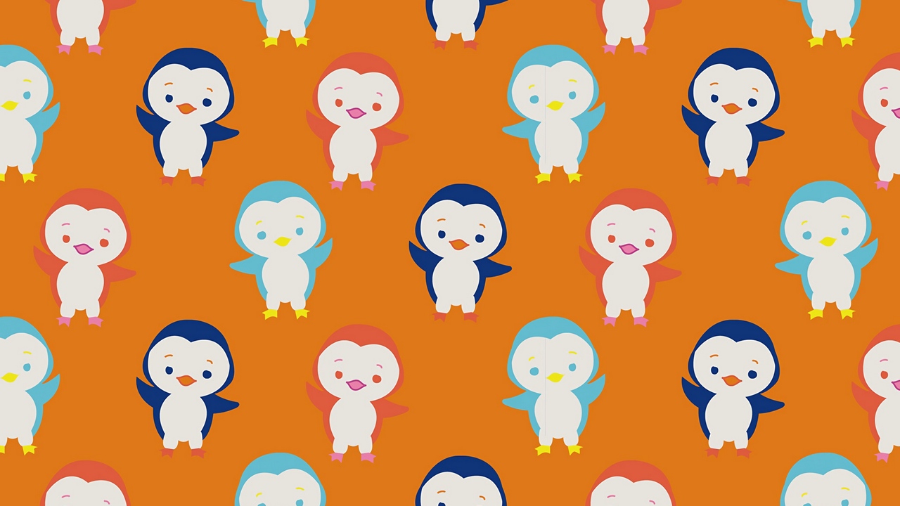 Wallpaper Penguins, Cute, Funny, Pattern, Colorful - Wallpaper - HD Wallpaper 