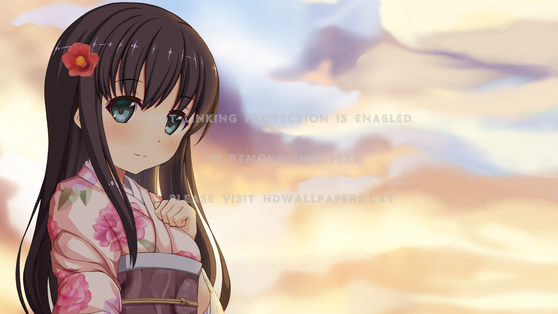 Kimono Girl Face Pretty Cute Anime - Anime Girl Small Kimono - HD Wallpaper 