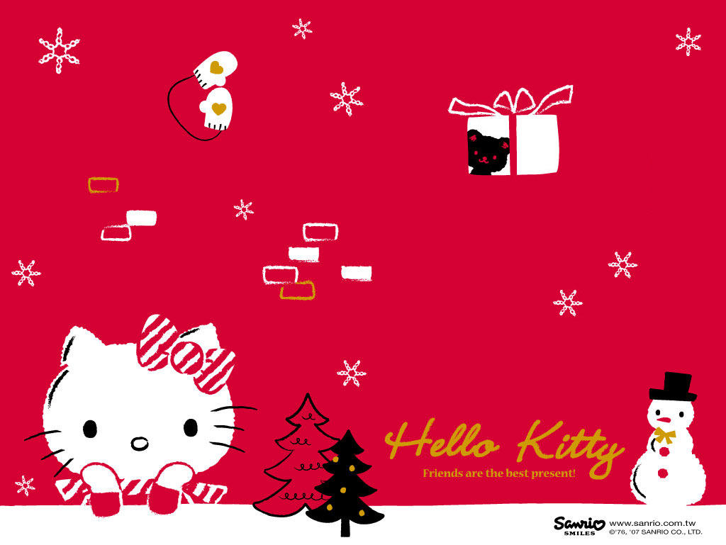 Christmas Tree And Hello Kitty Image - Hello Kitty Christmas Background - HD Wallpaper 