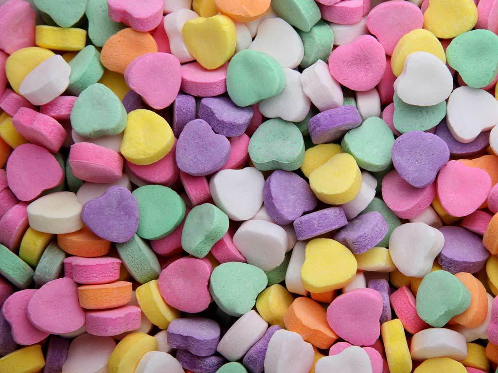 Cute Candy Wallpapers Wallpaper - Valentines Day Candy Hearts Background - HD Wallpaper 