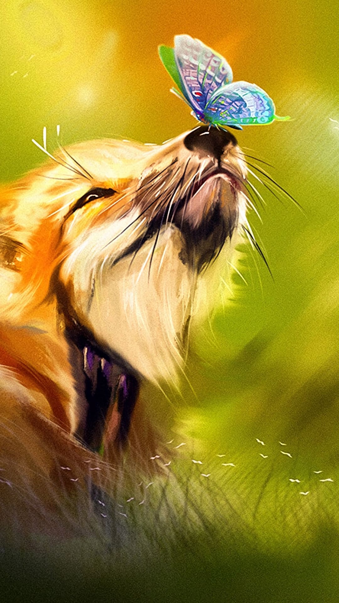 Cute Mobile Phone Wallpaper Fox Butterfly 1080x19 Wallpaper Teahub Io