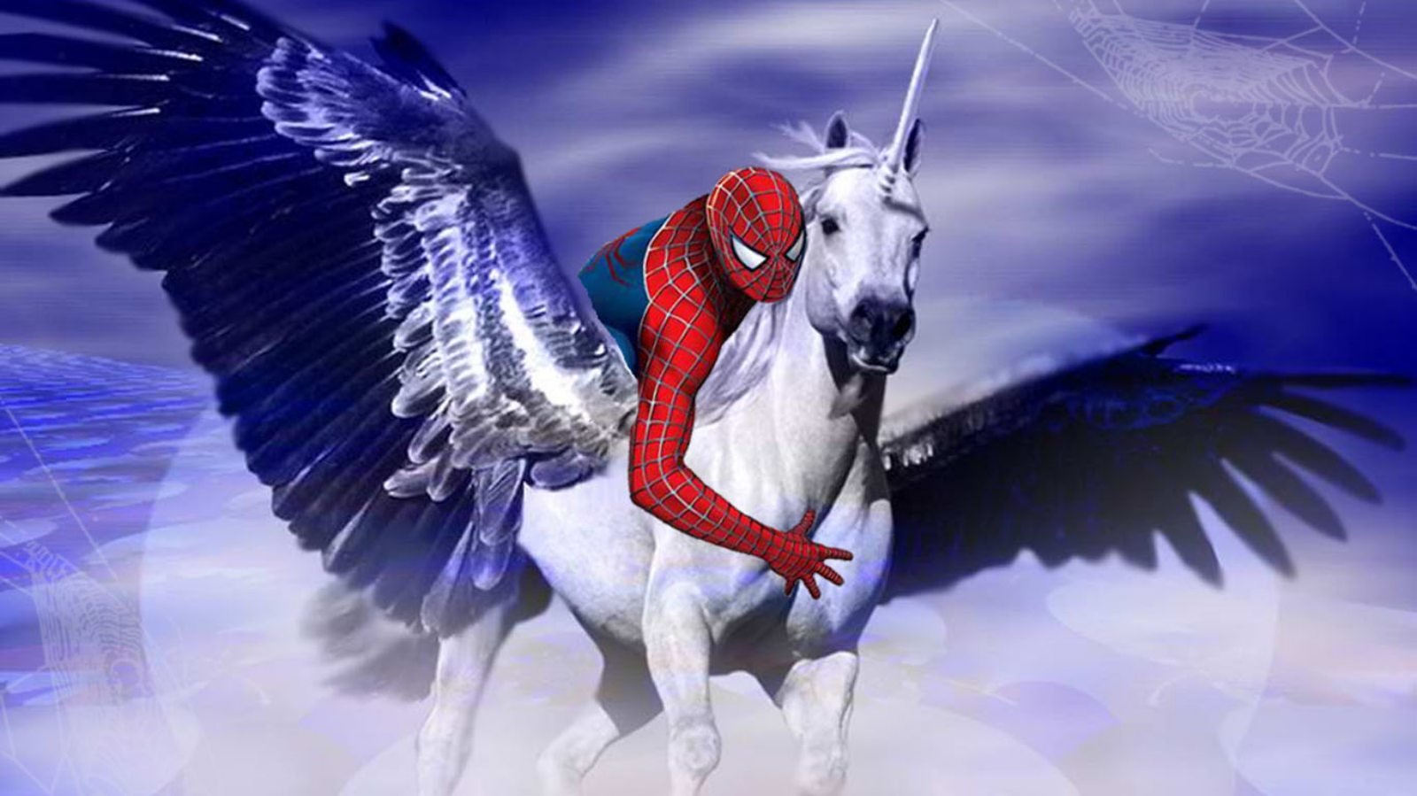 Spiderman On A Unicorn Wallpaper - HD Wallpaper 